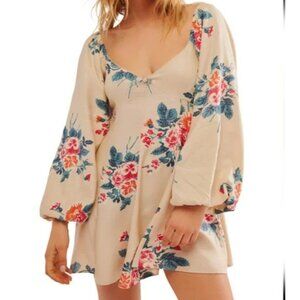 Free People Francesca Floral Mini Dress Ivory Floral Combo Size S $128